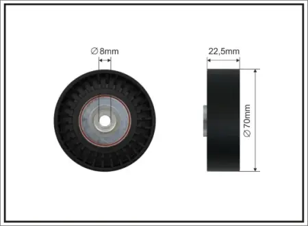 70x8x22,5 Ролик направл. пластм. Bmw E36/E34/E39 2,5 TD Caffaro 06-98