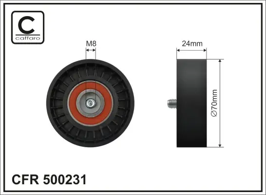 70x8x24 Ролик паска приводного Mitsubishi Lancer/Outlander 2.0D-DI 07- Caffaro 500231 (фото 1)