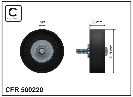 70x8x25 Ролик паска приводного Ford/Volvo 1,5-1,6Ecoboost Caffaro 500220 (фото 1)