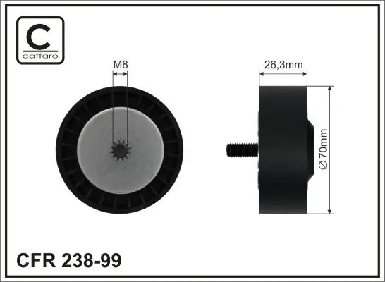 70x8x26,3 Ролик генератора Bmw 1 E81, 3 E90 2.0d/3.0d 09.04- caffaro 238-99