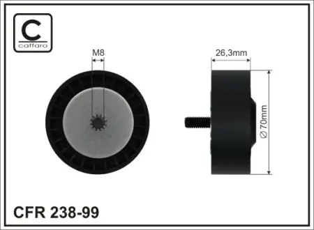 70x8x26,3 Ролик генератора Bmw 1 E81, 3 E90 2.0d/3.0d 09.04- caffaro 238-99