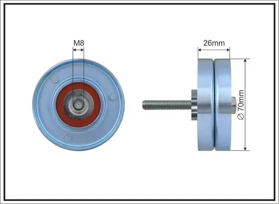 70x8x26 metal Ролик обвідний паска приводного Mazda 3, 6, MPV/MX5, CX-7 1.8/2.0/2.3/2.5 02- caffaro 264-03
