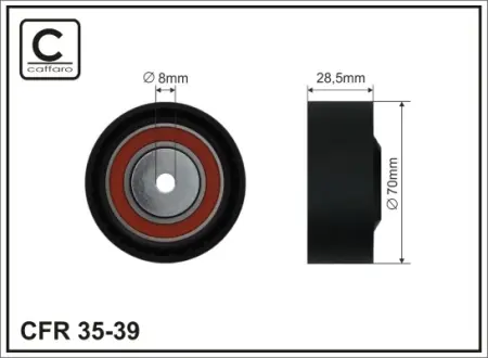 70x8x28,5 Ролік натяжника BMW E32,E31,E34,E38 87- 11 28 1 731 2 Caffaro 3539