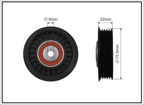75,5x8x20 Ролік SKODA Superb, VW Bora 1.9TDI/2.0TDI 12.98- caffaro 34622