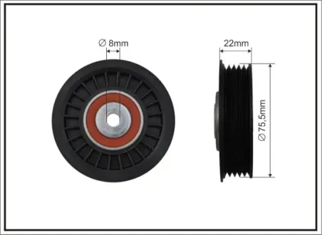 75,5x8x20 Ролік SKODA Superb, VW Bora 1.9TDI/2.0TDI 12.98- caffaro 34622 Фольксваген Пассат б5