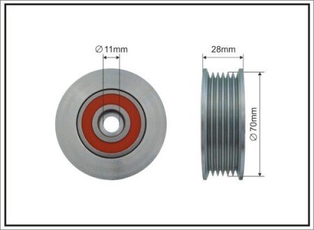 75x11x28 metal Ролик паска поліклинового MAZDA 3, 6 1.8-2.5 08.07- caffaro 500209