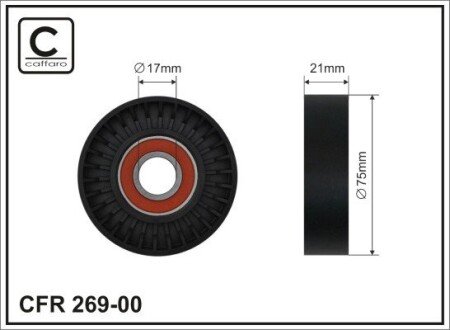 (75x17x21) Ролик натяжника паска поліклинового Ford Mondeo/Volvo XC70 2007- caffaro 269-00 на Вольво Xc60