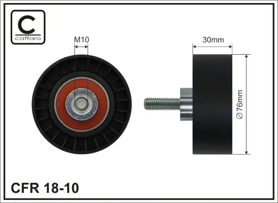 76x10x30 Ролік паска Ford Fiesta 00-, Focus II 1.8 DI/TDCi/TDDi 05- Caffaro 18-10 (фото 1)