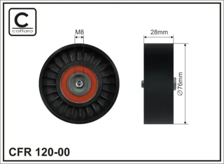 76x17x28 Натяжний ролик Audi A4/A6 1.6/1.8T/2.0 caffaro 120-00