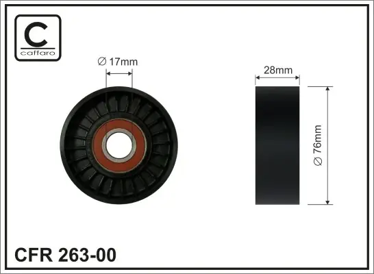 76x17x28 Ролик натяжний паса конд. Nubira/Lacetti 1.6/Aveo 1.4 caffaro 263-00