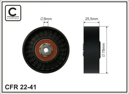 78x8x25,5 Ролик натяжний паска поліклинового VW 1,8/2,0/1,9D Caffaro 2241