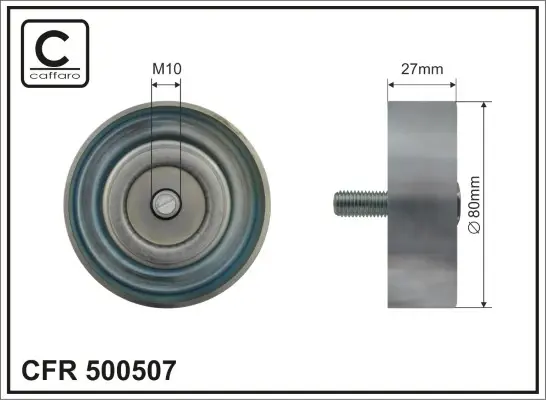 (80x10x27) Ролик приводного паса Hyundai Santa Fe 2.0-2.2 CRDI 12-/KIA Sorento (XM) 2.0-2.2 09-, Sportage (SL) 10-, Carnival 2.2 10- Caffaro 500507 (фото 1)
