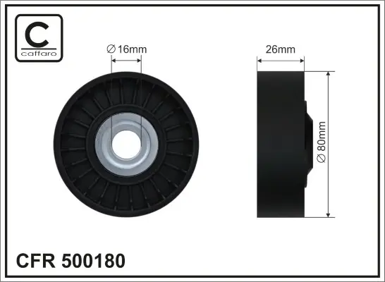 80x16x26 Ролик натяжний MB Sprinter 906 3.0DCI 06- Caffaro 500180 (фото 1)
