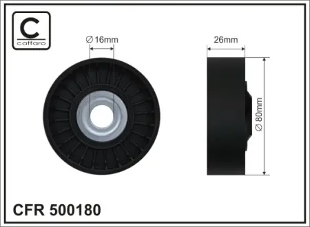 80x16x26 Ролик натяжний MB Sprinter 906 3.0DCI 06- Caffaro 500180