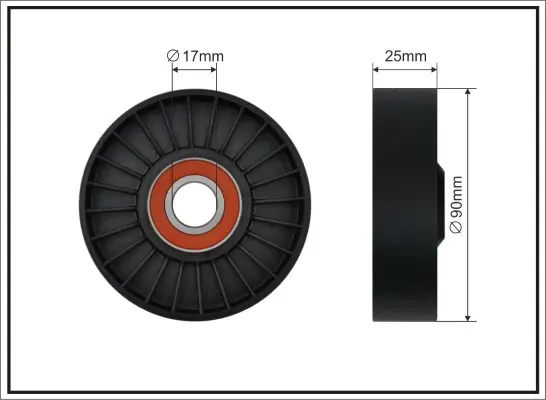 90x17x25 Ролик натяжний паска поліклинового Opel 2.0DI/2.2DI caffaro 1299