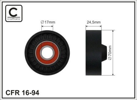 Натяжник поліклинового паска Volvo S60/S80/V70 2.4 D /XC90 D3/ D5 2001- caffaro 16-94