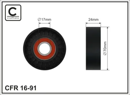 Ролик паса поліклин. Audi A3/Skoda/VW 1.9/2.0Tdi 03- caffaro 16-91