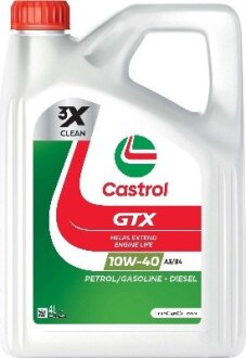 Олива моторна GTX 10W-40 A3/B4 (Каністра 4л) castrol 15F8FD на Фольксваген Кадди 2