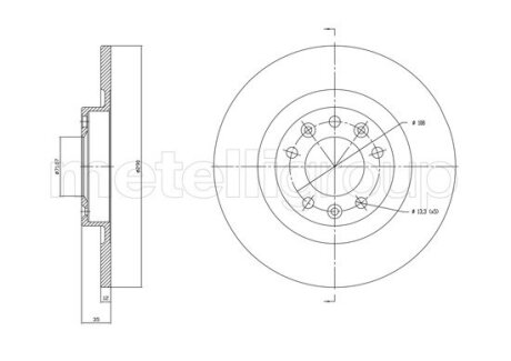 Задній гальмівний диск CITROEN C4 GRAND PICASSO II, C4 PICASSO II, C4 SPACETOURER, C5 AIRCROSS cifam 8001760C на Пежо Ріфтер