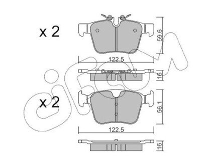 LANDROVER К-т задніх гальм. колодок Discovery Sport 2,0-2,2 14-, Range Rover Evoque 2,0-2,2 11- cifam 822-1122-0 на Рендж (ленд) ровер Эвок