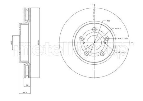 Вентилируемый тормозной диск cifam 8001840C на Киа Каренс 2, 3