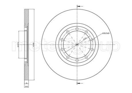 Гальмівний диск зад. Transit V347 06- (H=16mm) cifam 800-998C на Форд Транзит 6