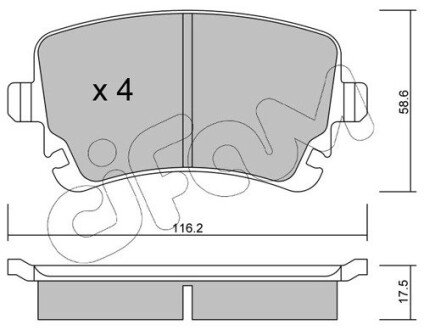 Задние тормозные колодки cifam 822-554-2 на Фольксваген Transporter T6