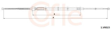 Трос ручних гальм Лів/Прав (1658мм/960мм)(барабан) VW Polo 2013- cofle 1.VK023