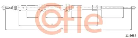 Трос ручних гальм Renault Kangoo 08- 2010/920 mm Cofle 116684