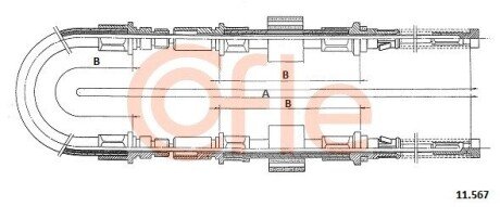 Трос ручнiка Ford Transit 80-120 86- cofle 11.567 на Форд Транзит 4