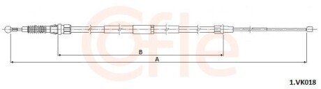 Трос ручного гальма лів./прав. (1585mm/810mm) VW JETTA IV 1.2-2.0D 04.10- cofle 1.VK018