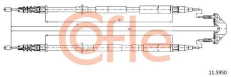 Трос ручного гальма зад. ASTRA H all 04- 1326/1156+1293/1085 (барабани) cofle 11.5950 на Опель Астра h