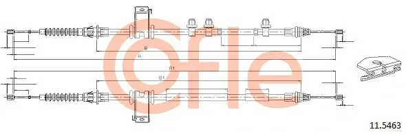 Трос ручного гальма зад. Ford Fiesta 2009- 1360/1195+ 1325/1165 Cofle 115463 (фото 1)
