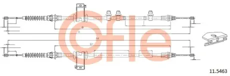 Трос ручного гальма зад. Ford Fiesta 2009- 1360/1195+ 1325/1165 Cofle 115463