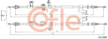 Трос ручного гальма зад. Ford Kuga all 03/13 - 2020/1900 + 1925/1805 cofle 10.5386 на Форд Куга 2