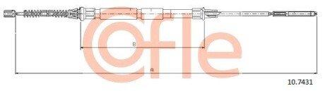 Трос ручного гальма зад. Л/П VW Caddy 96- 1671/1123 cofle 10.7431 на Фольксваген Кадди 2