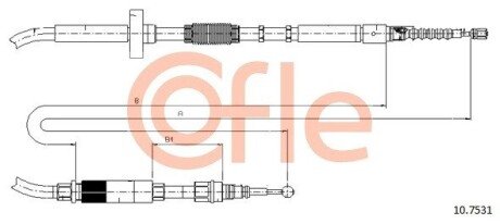 Трос ручного гальма задн. L/P 1805/1640 Audi A4 01.95- cofle 10.7531 на Ауди А4 б6