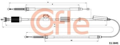 Трос ручного тормоза Astra J 10- (универсал/электроручник 1790/872-593+733/593) cofle 11.5841 на Опель Астра j