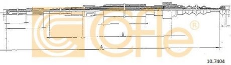 Трос ручного тормоза задний правий/левий cofle 107404 на Фольксваген Гольф 3