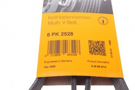 Привідний ремінь генератора continental 6PK2528
