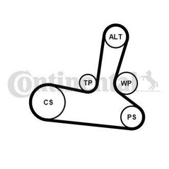 Комплект (ремінь+ролики) continental 5PK1300 K1 на Ауди А6 с4