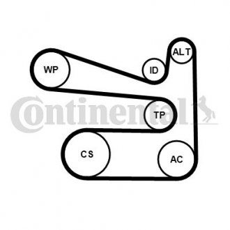 Комплект (ремень+ролики) continental 6PK1693 K1