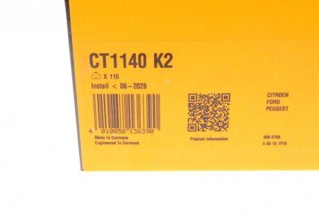 Комплект (ремінь+ролики) continental CT1140K2