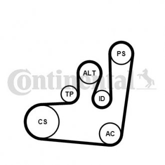 Комплект (ремінь+ролики+помпа) continental 6PK1145 WP1