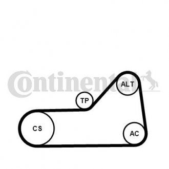 Комплект (ремінь+ролики+помпа) continental 6PK1153 WP1