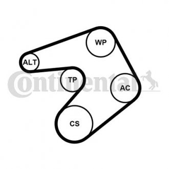 Комплект (ремінь+ролики+помпа) continental 6PK1205 WP1