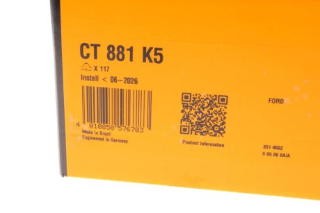 Комплект ремня грм continental CT881K5