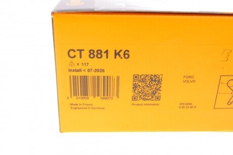 Комплект ремня грм continental CT881K6