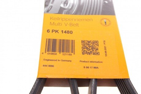 Привідний ремінь генератора continental 6PK1480