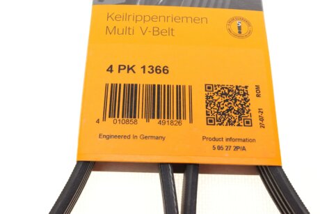 Привідний ремінь генератора continental 4PK1366